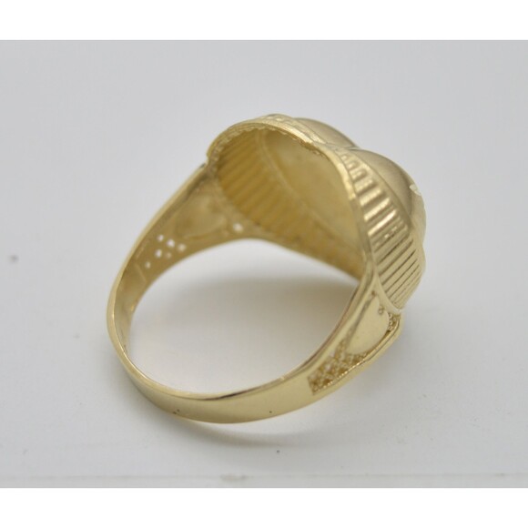 Real 10k Yellow Solid Gold Tree Leaf Design Shiny Heart Shape Ring 3.6 grams - Picture 5 of 8